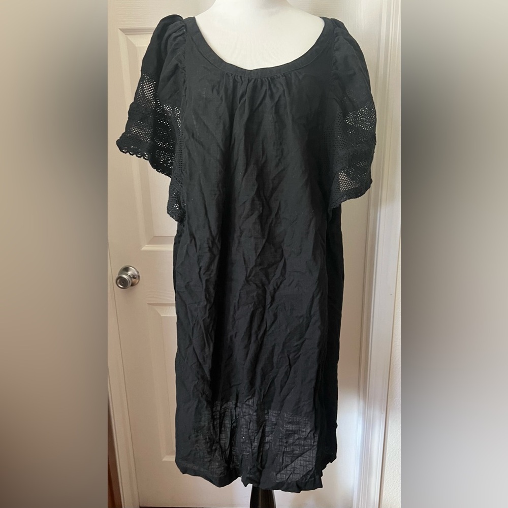 Black Eyelet Sleeve Tunic Top / Dress